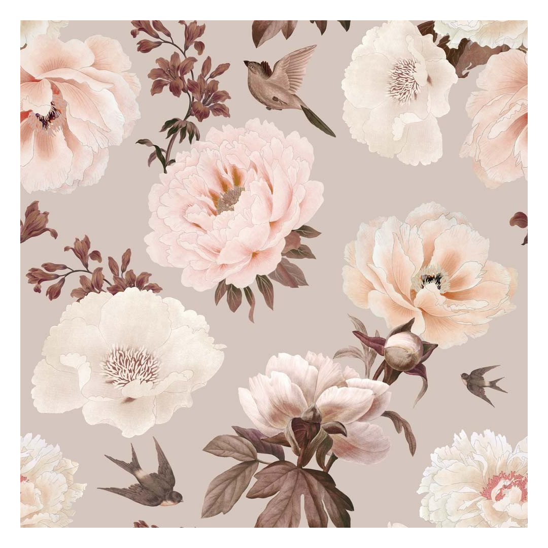 Tapeta Peonies ans birds - Dekornik