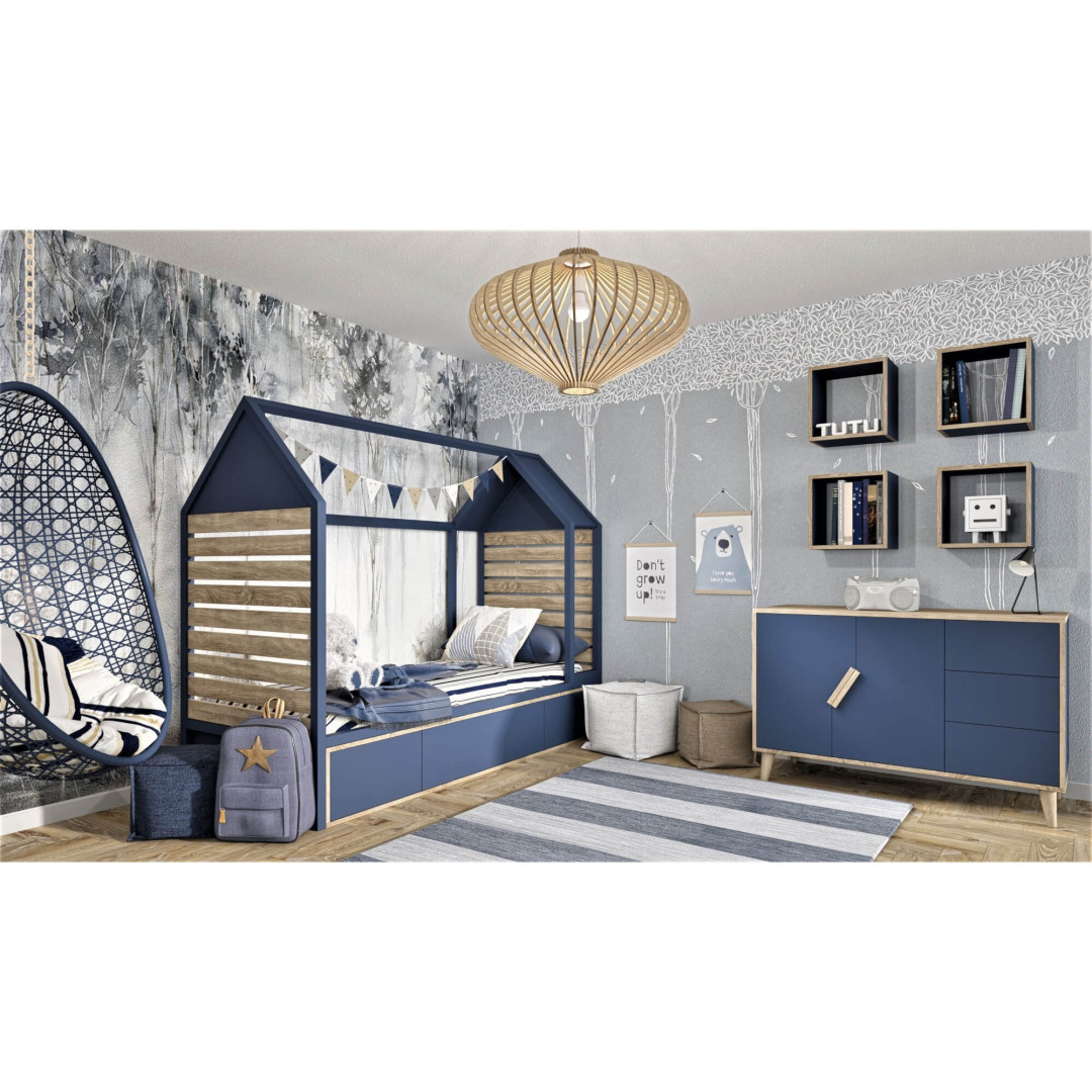 Łóżko domek TUTU BLUE T5 90x200 Bami
