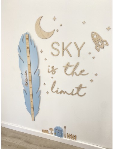 Drewniany napis "Sky is the...