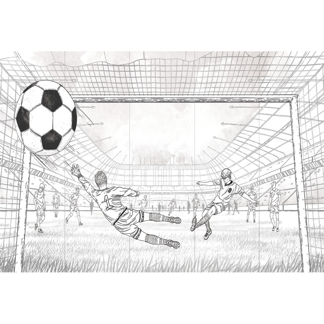 MALUMI TAPETA DO POKOJU DZIECIĘCEGO Football - comic book - tapeta z motywem piłki nożnej