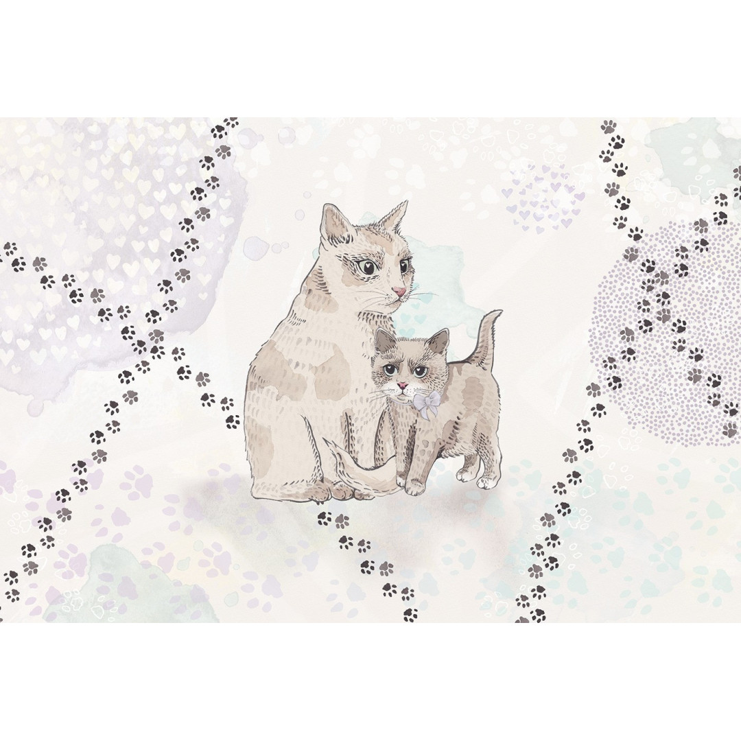MALUMI TAPETA DO POKOJU DZIECIĘCEGO Cutty Cats - violet - tapeta dziecięca z kotkami