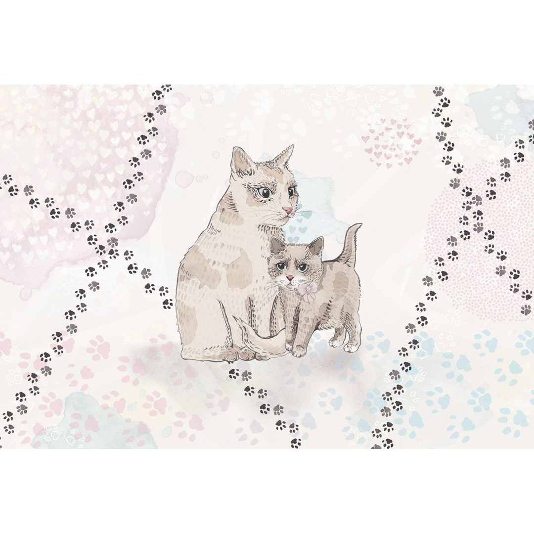 MALUMI TAPETA DO POKOJU DZIECIĘCEGO Cutty Cats - pink - tapeta dziecięca z kotkami