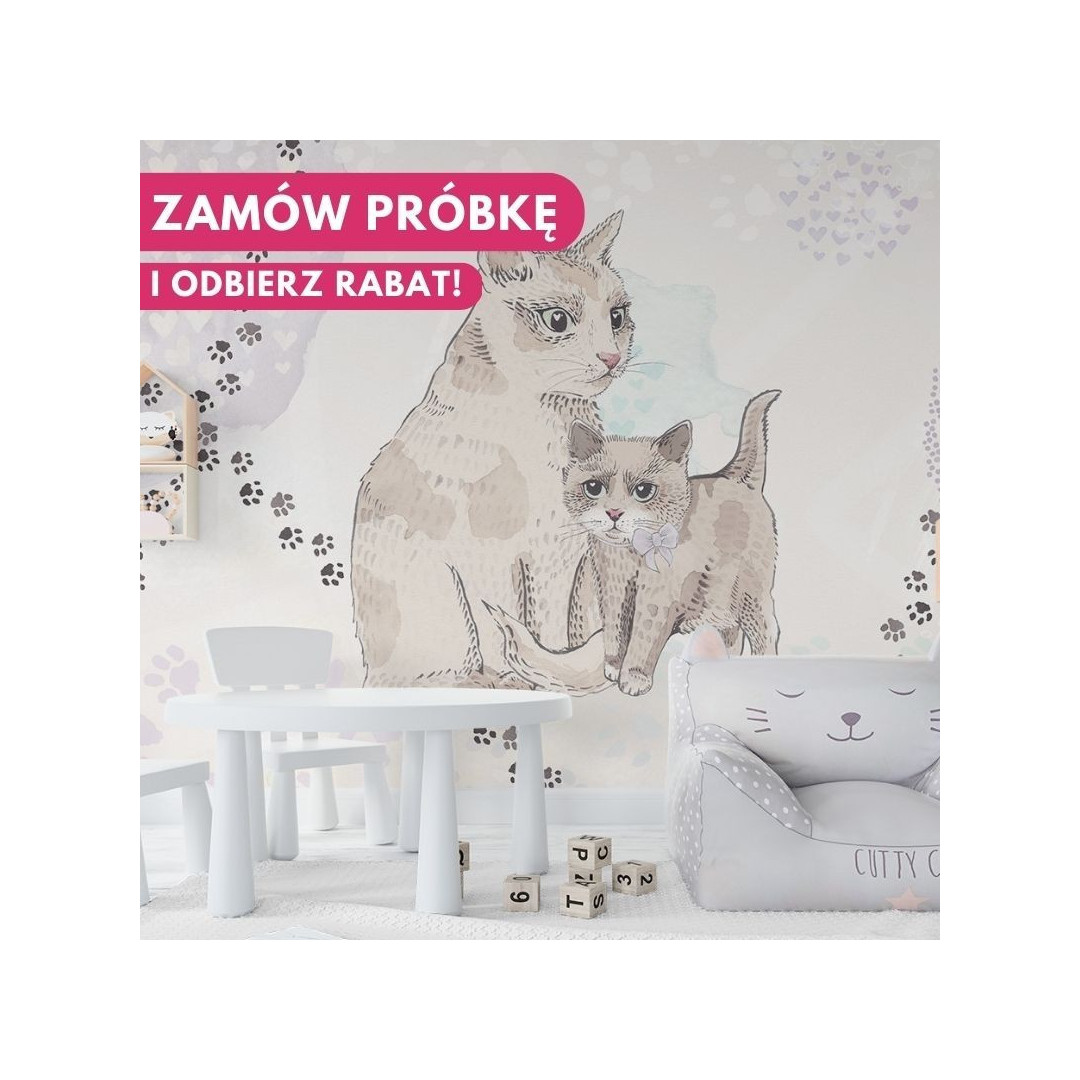 MALUMI TAPETA DO POKOJU DZIECIĘCEGO Cutty Cats - violet - tapeta dziecięca z kotkami