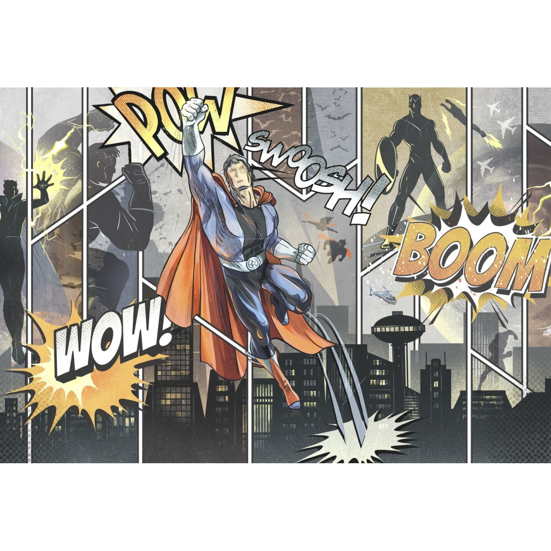 MALUMI TAPETA DO POKOJU DZIECIĘCEGO SUPERHERO - tapeta dla chłopca z superbohaterami w komiksowym stylu