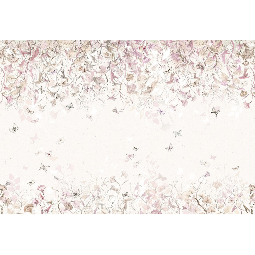 MALUMI TAPETA DO POKOJU DZIECIĘCEGO BUTTERFLIES rose - tapeta dla dziewczynki w motyle i kwiaty
