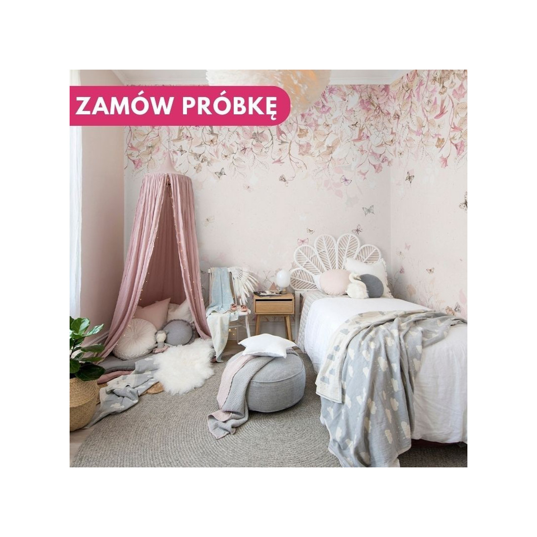 MALUMI TAPETA DO POKOJU DZIECIĘCEGO BUTTERFLIES rose - tapeta dla dziewczynki w motyle i kwiaty