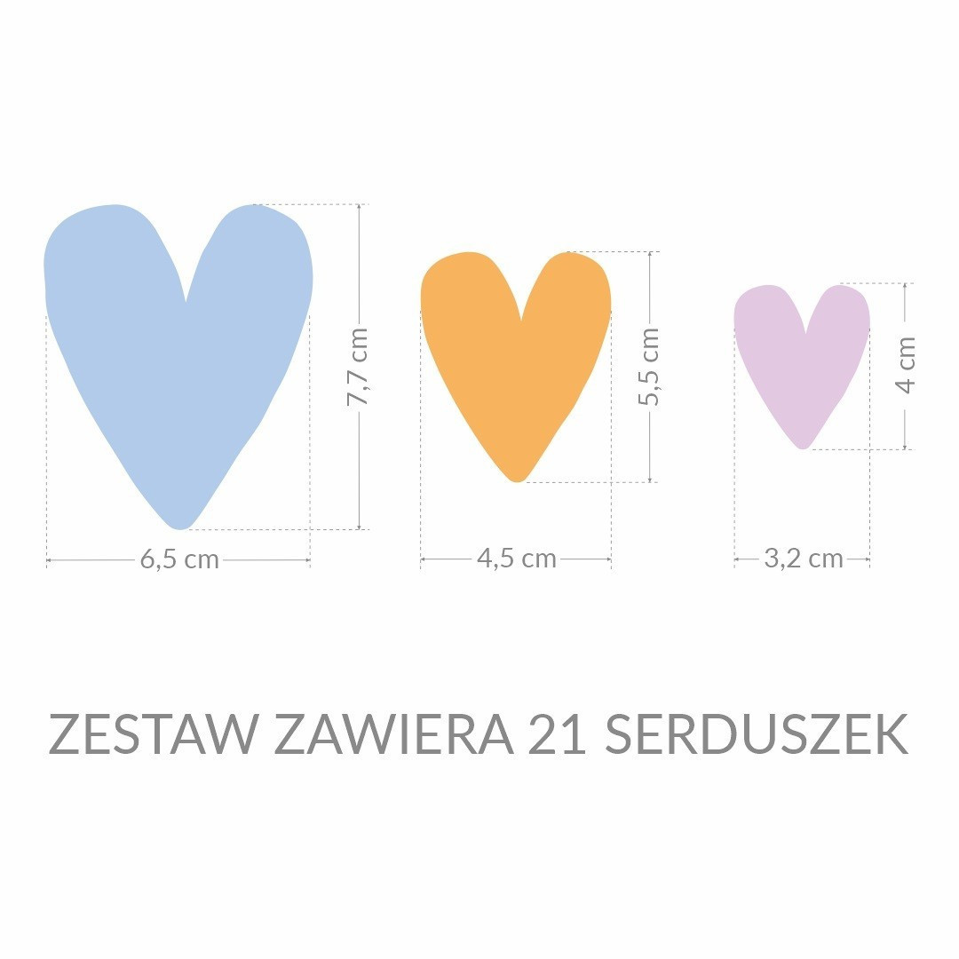 Naklejki serca zestaw 18 szt - DK485 - naklejki do pokoju dziewczynki