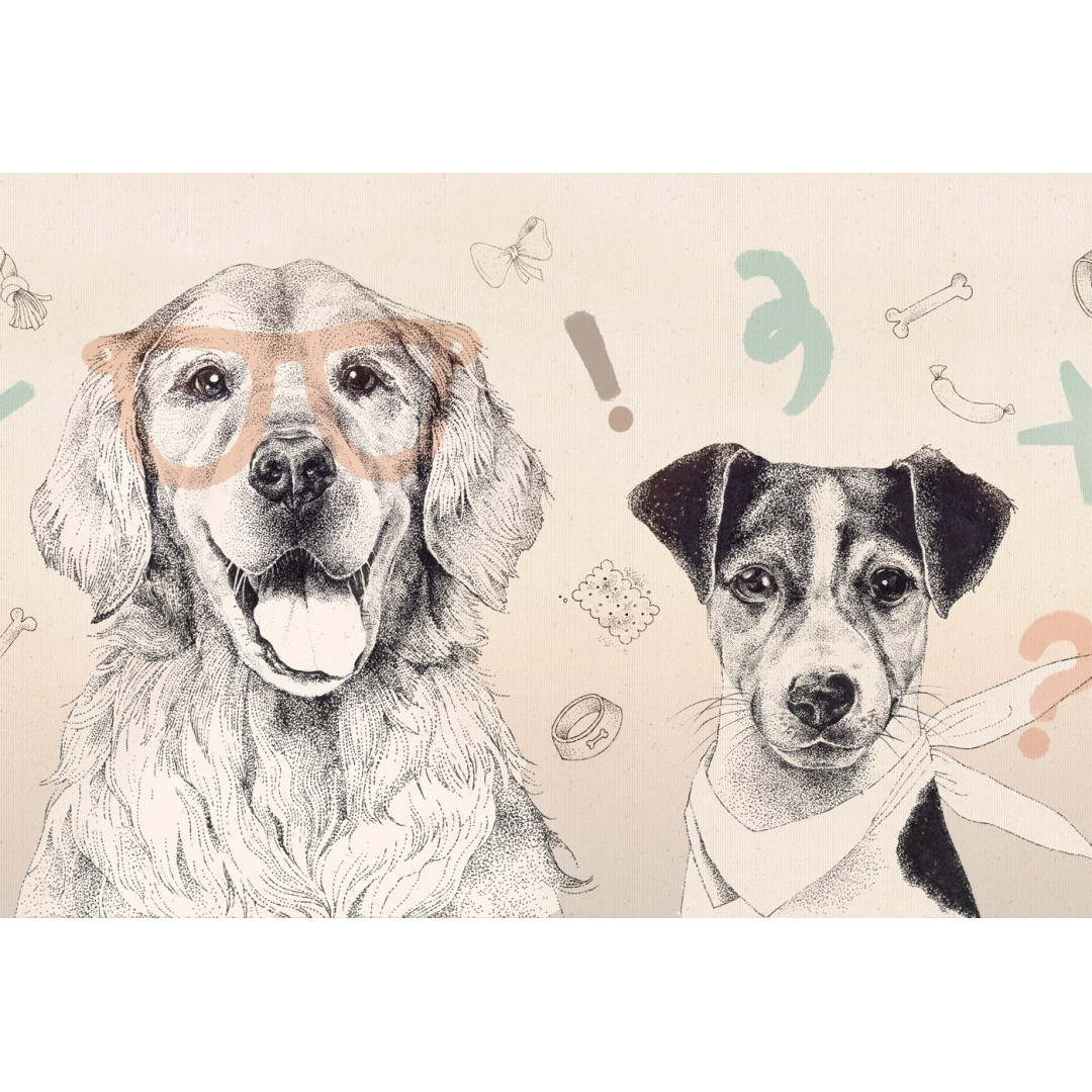 MALUMI TAPETA DO POKOJU DZIECIĘCEGO DOGGIES - beige - tapeta dziecięca z pieskami