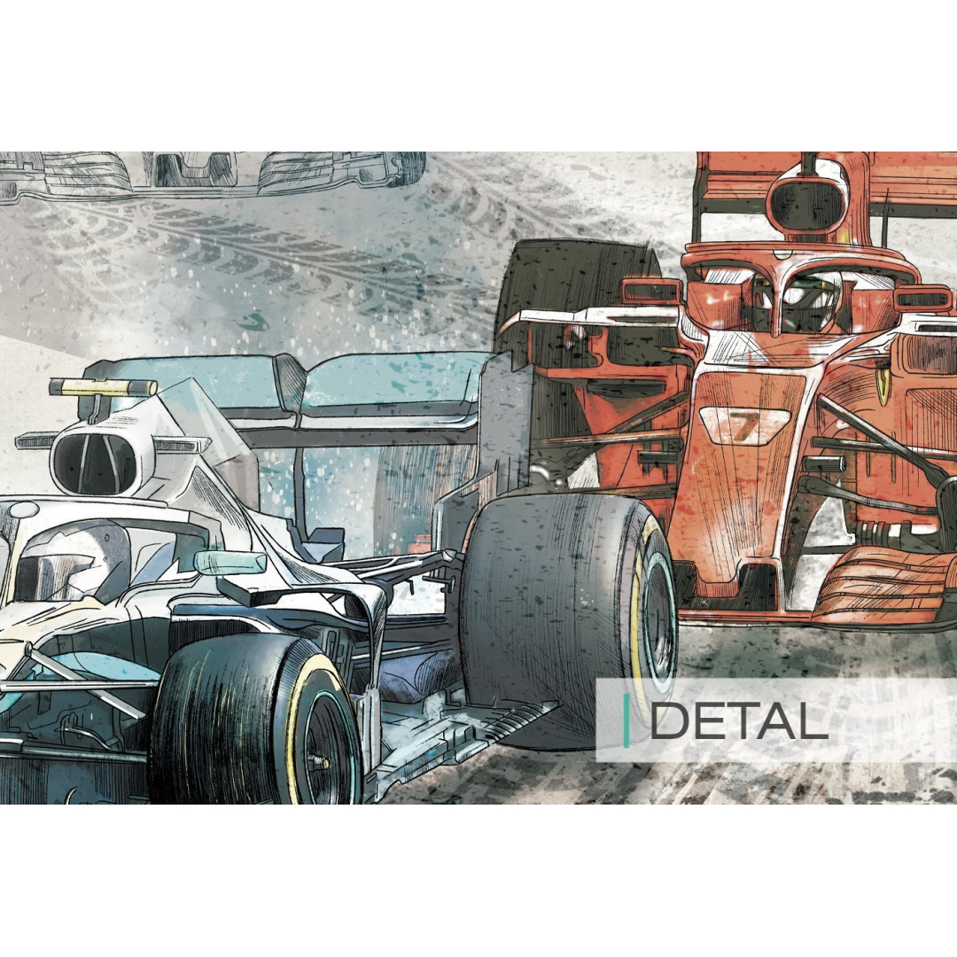 MALUMI TAPETA DO POKOJU DZIECIĘCEGO FORMULA 1 - tapeta dla chłopaka z bolidami i torem wyścigowym