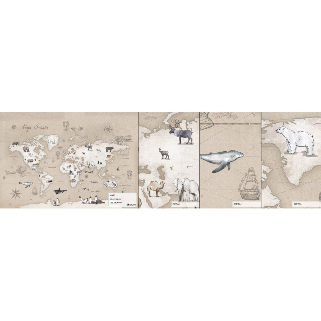 Próbka tapety MALUMI MAPS Taupe