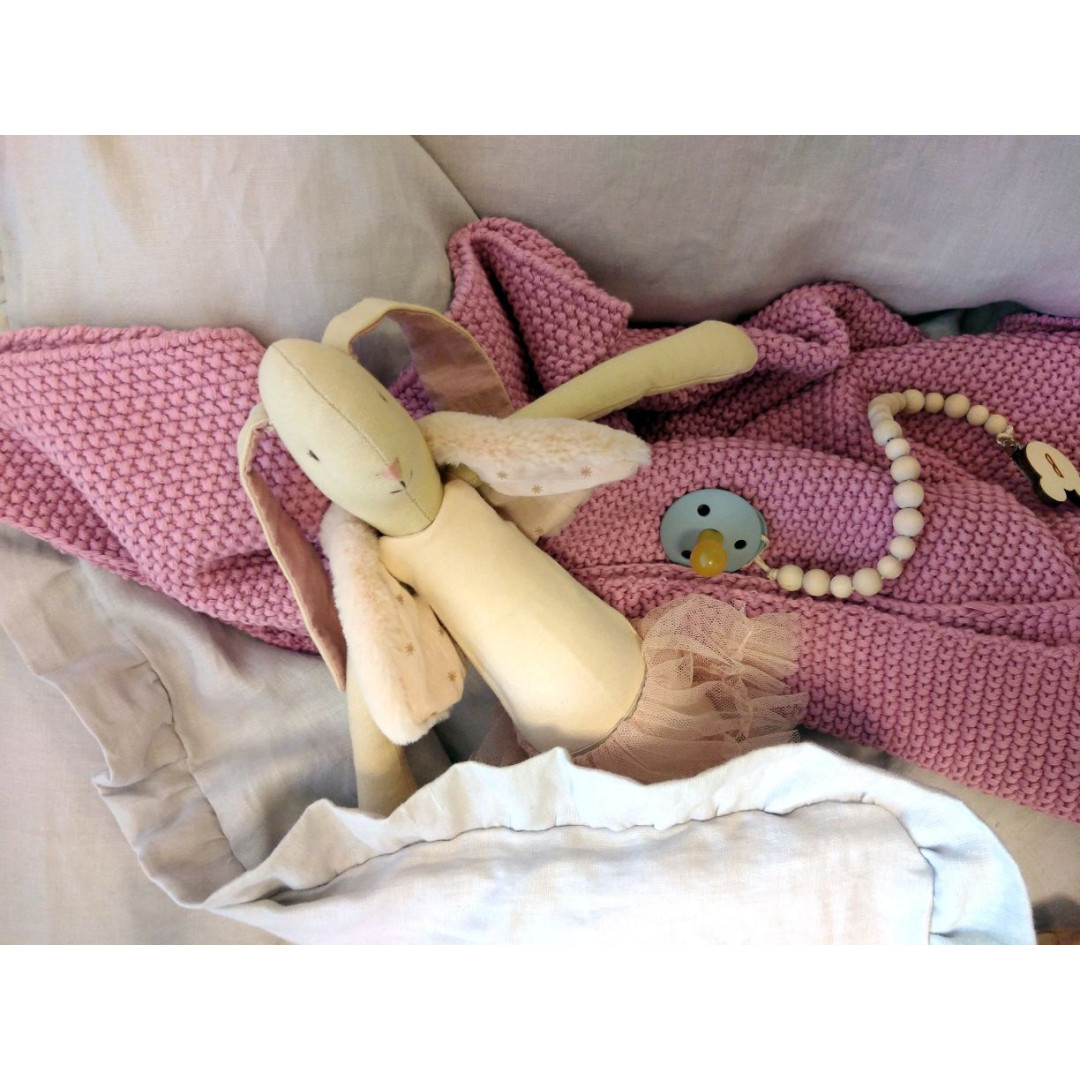 Bawełniany ryżowy kocyk 80x100 bubble gum