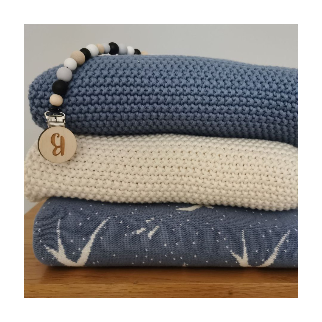 Bawełniany ryżowy kocyk 80x100 blueberry