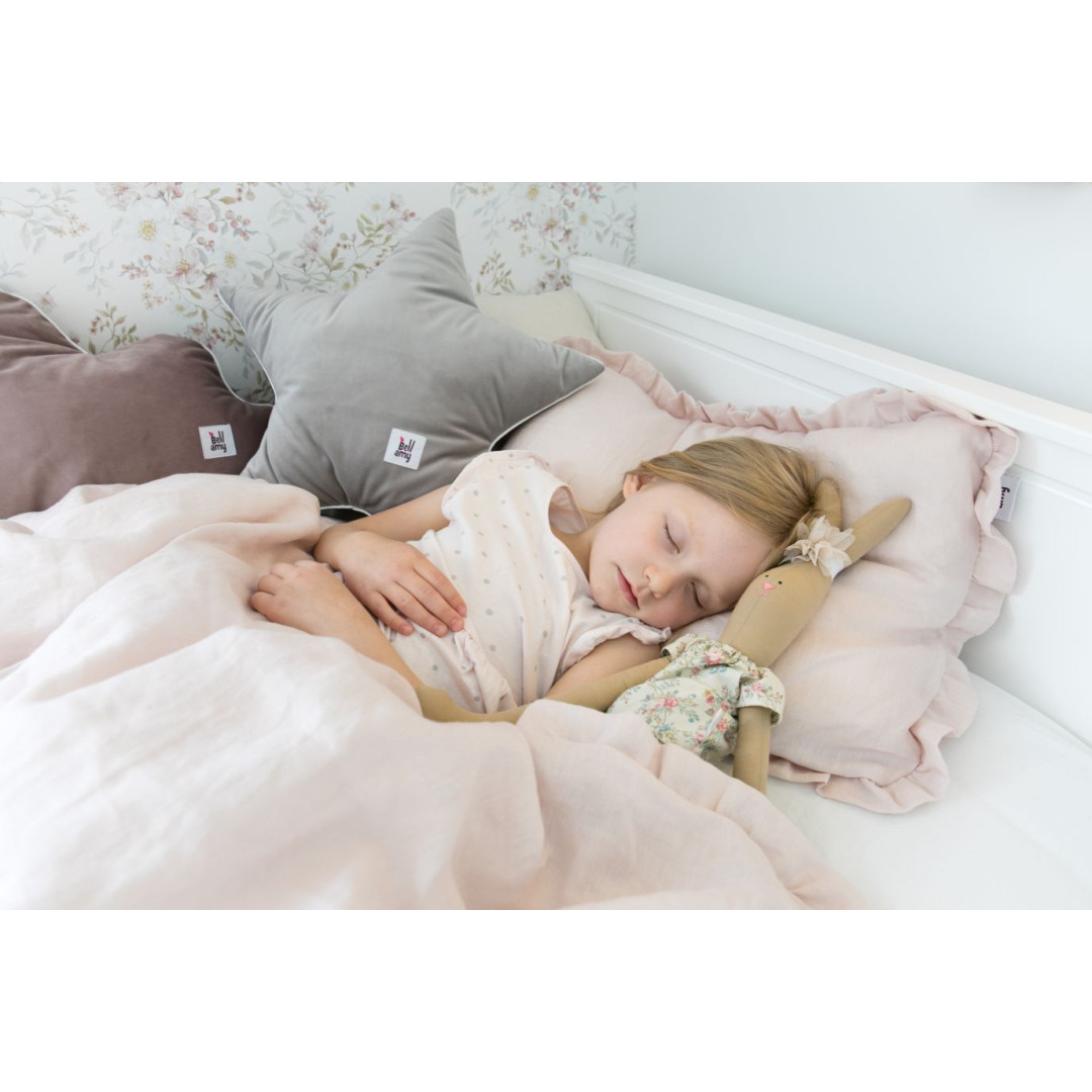 Dusty pink lniana pościel 2-el L z falbanką