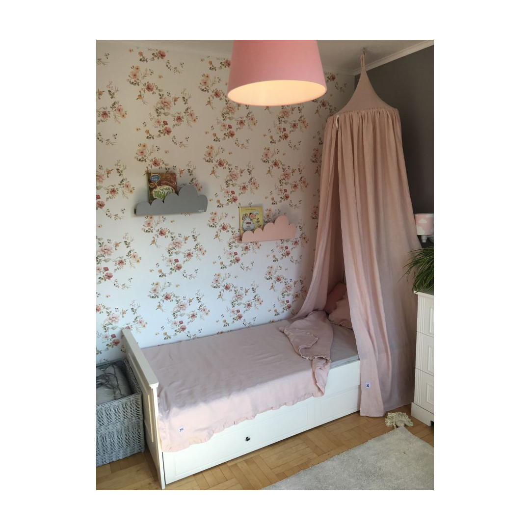 Dusty pink lniana pościel 2-el L z falbanką