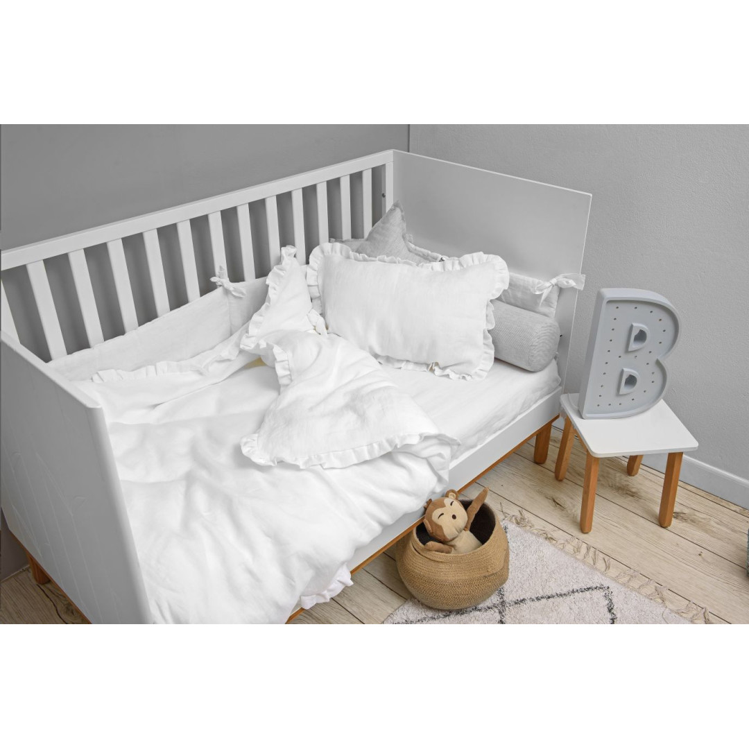 Snowy white lniana pościel 2-el M z falbanką