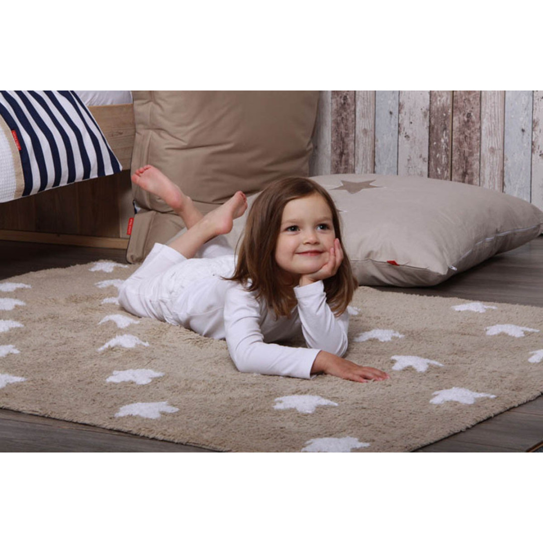 Lorena Canals Dywan bawełniany Linen Stars White 120 x 160 cm
