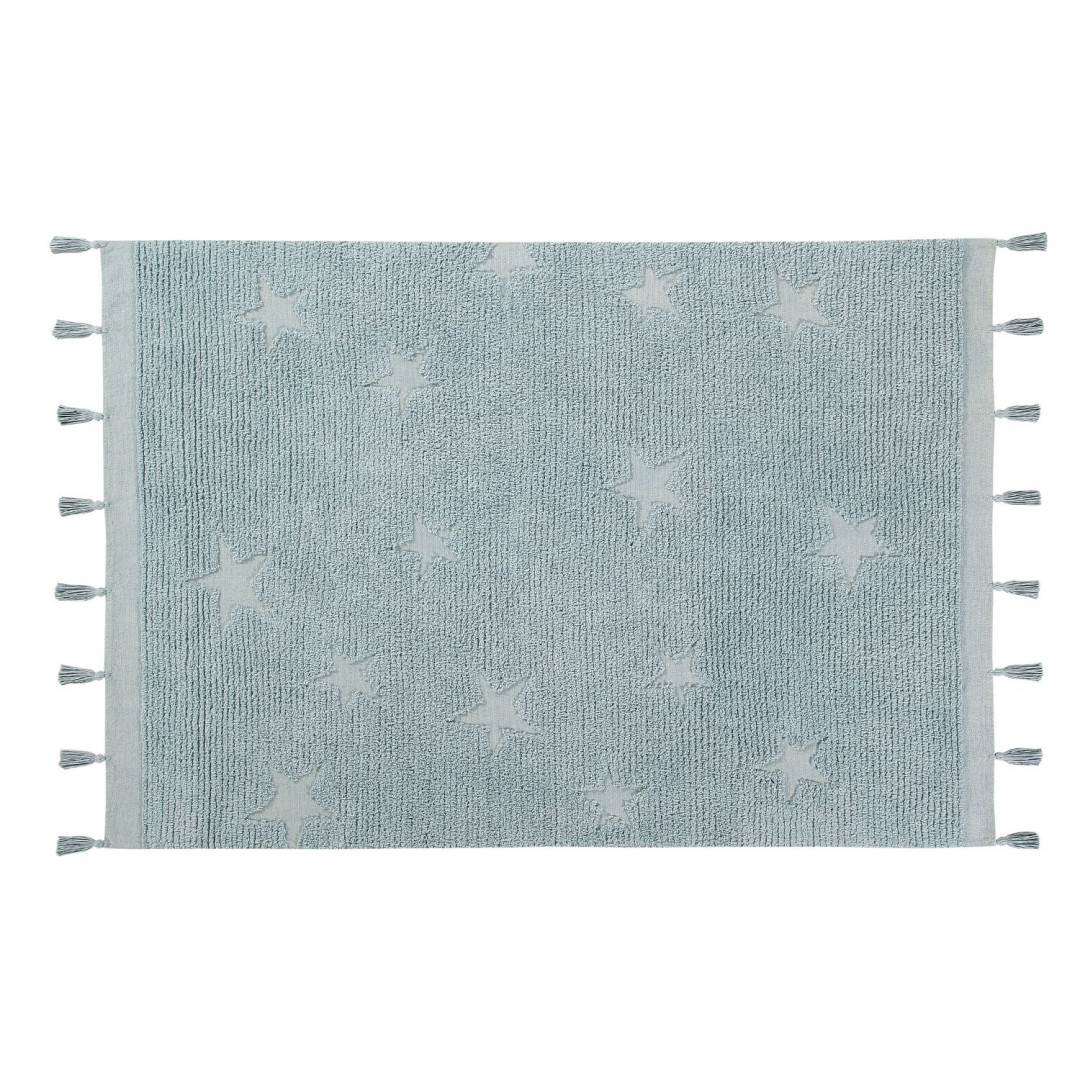 Lorena Canals Dywan bawełniany Hippy Stars Aqua Blue 120 x 175 cm