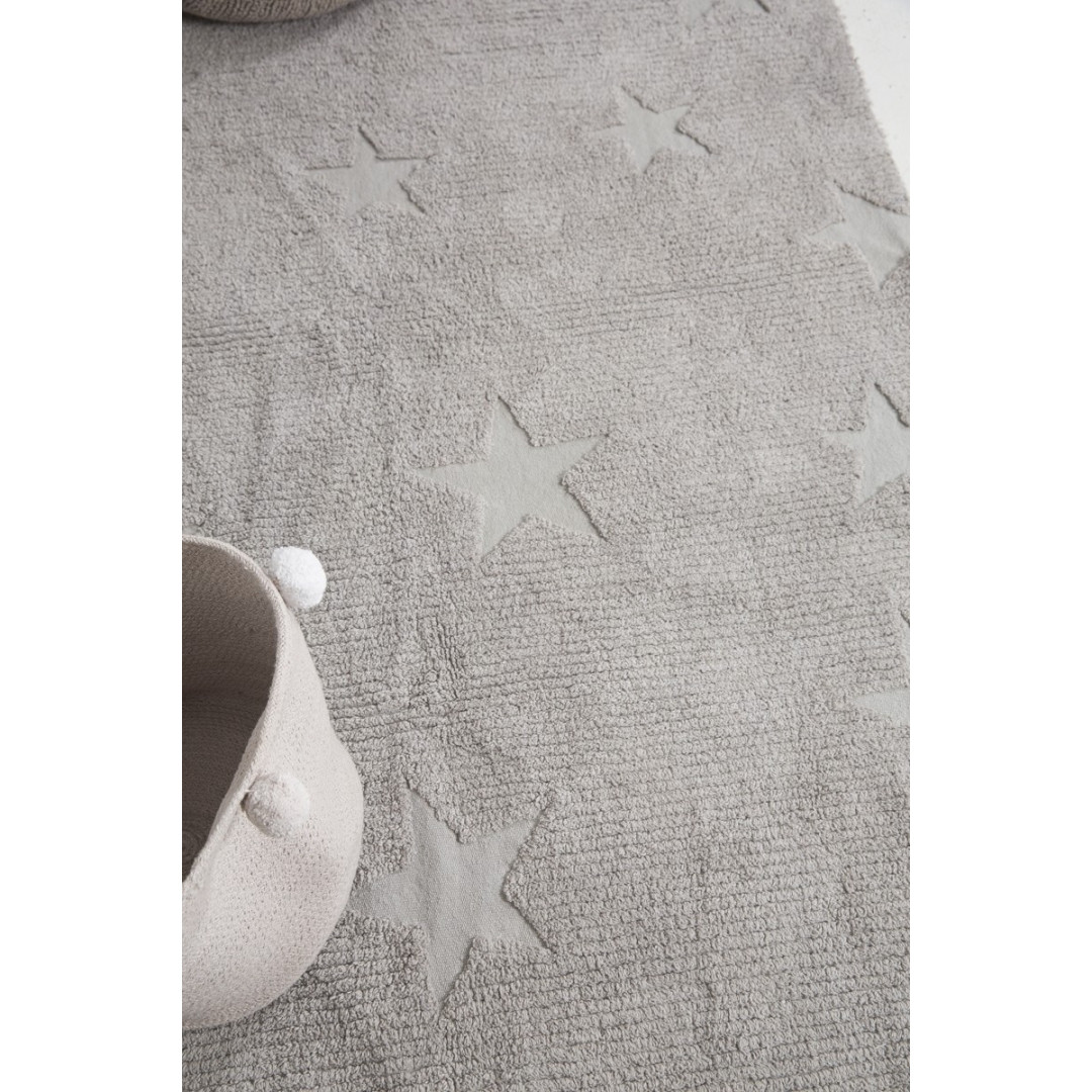 Lorena Canals Dywan bawełniany Hippy Stars Grey 120 x 175 cm