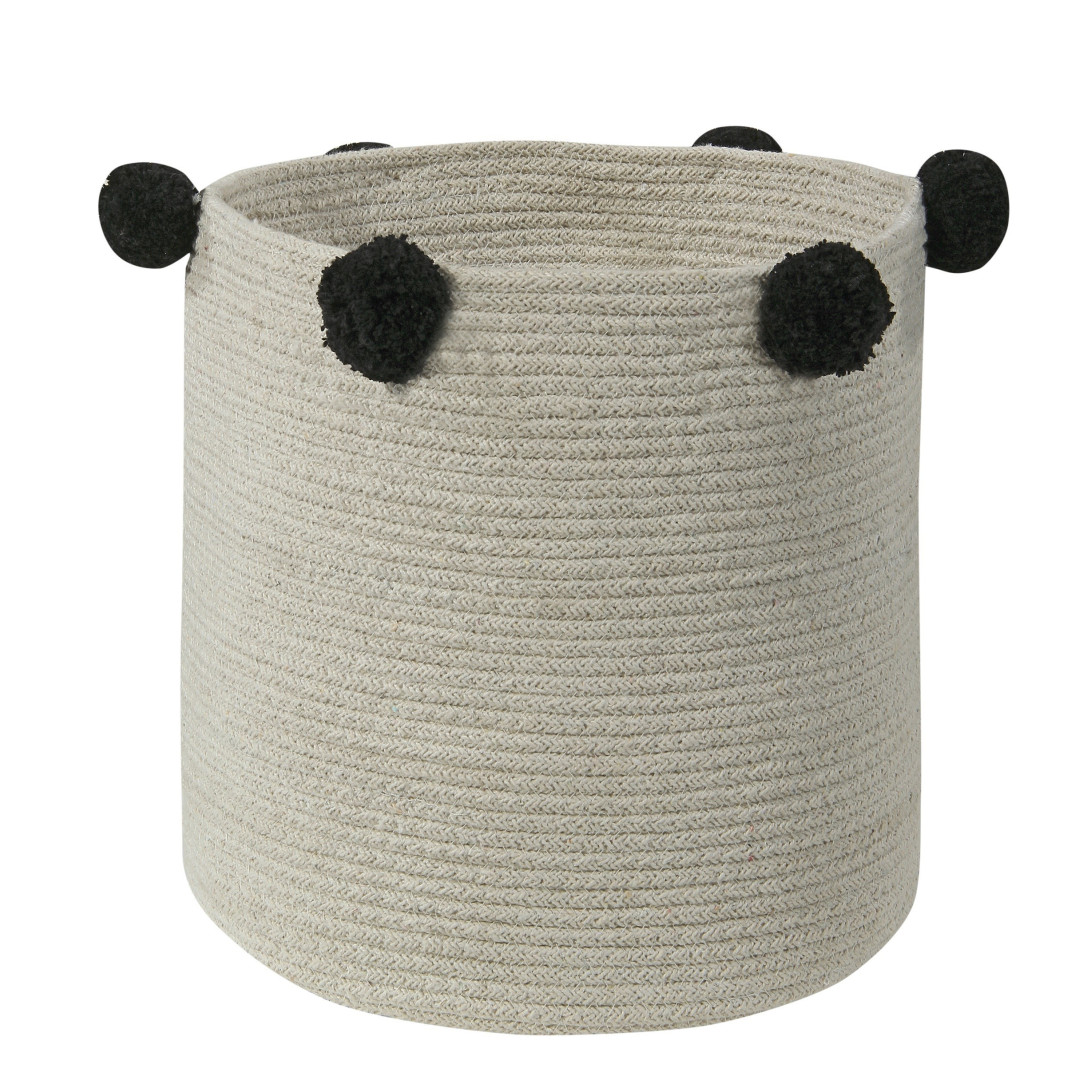 Kosz bawełniany z kulkami Natural Black - MySweetRoom