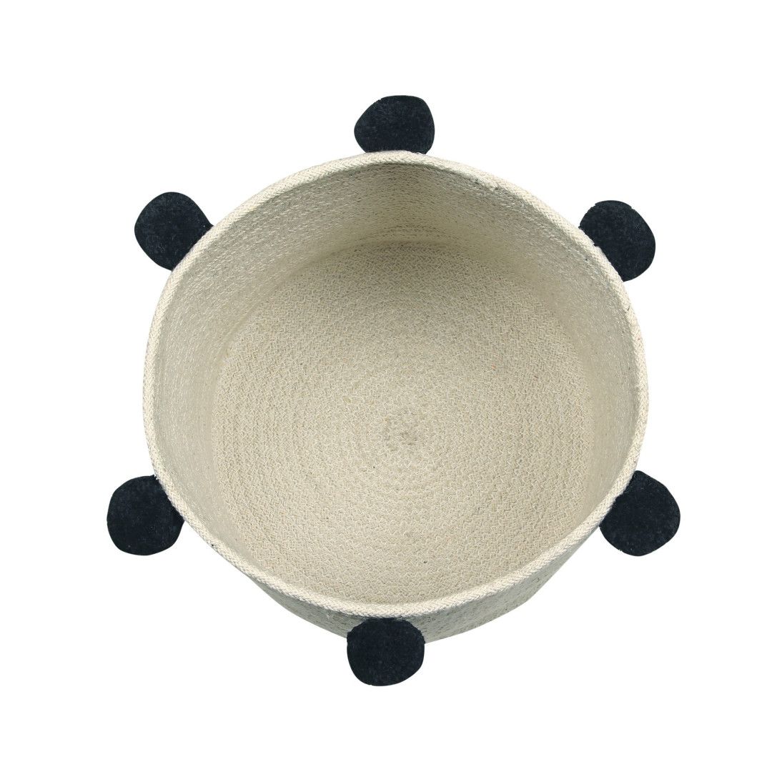 Kosz bawełniany z kulkami Natural Black - MySweetRoom