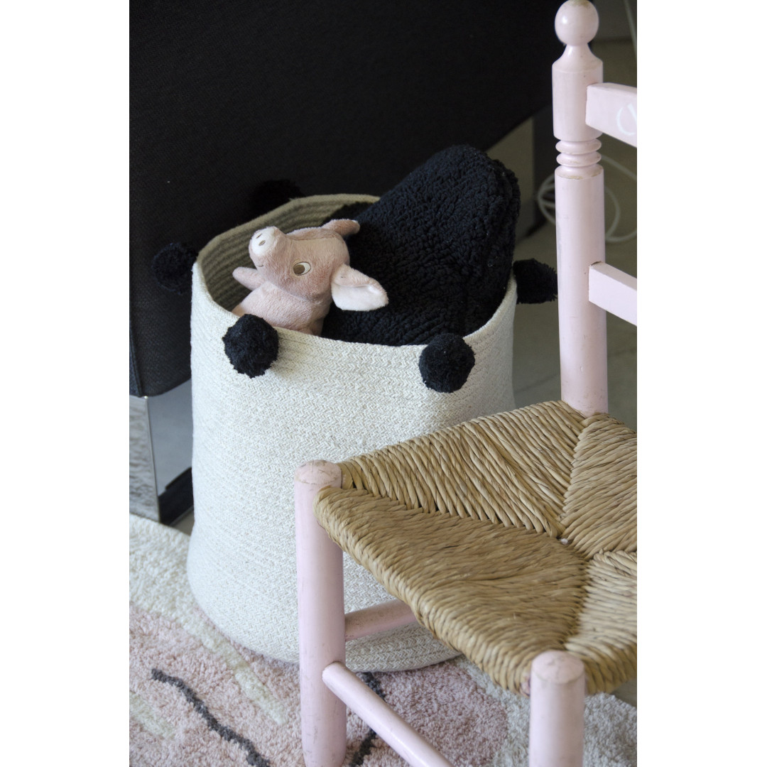Kosz bawełniany z kulkami Natural Black - MySweetRoom