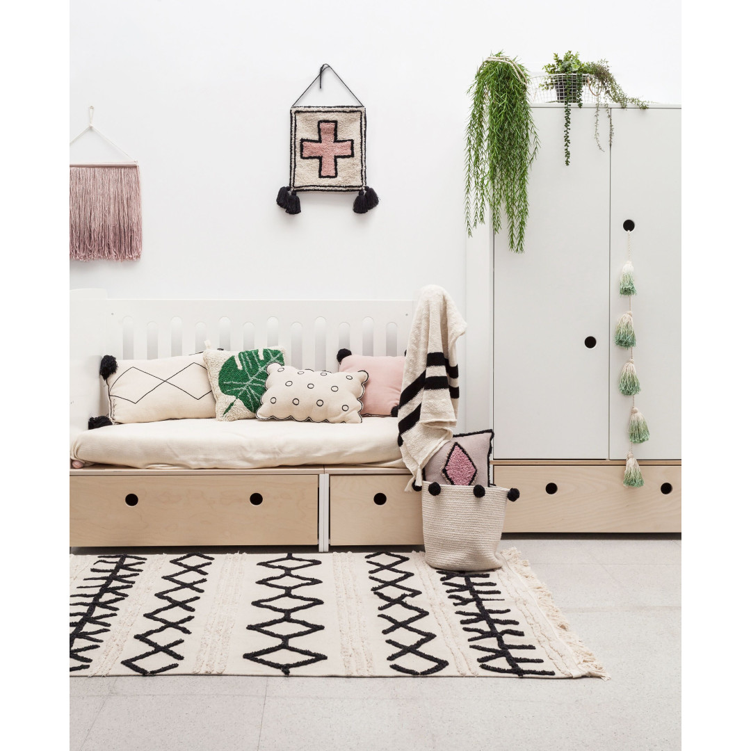 Kosz bawełniany z kulkami Natural Black - MySweetRoom