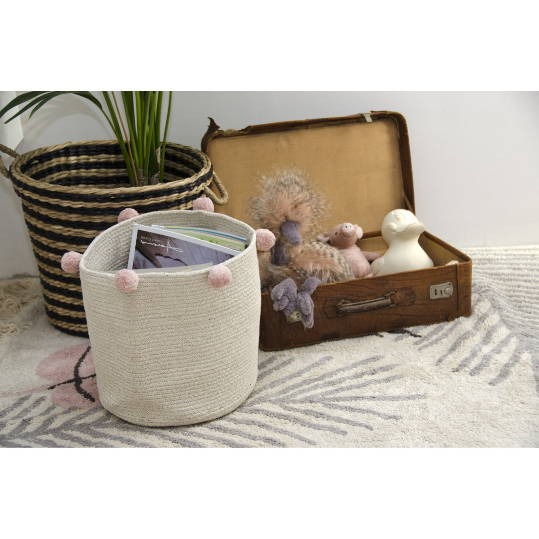 Kosz bawełniany z kulkami Natural Nude - - MySweetRoom
