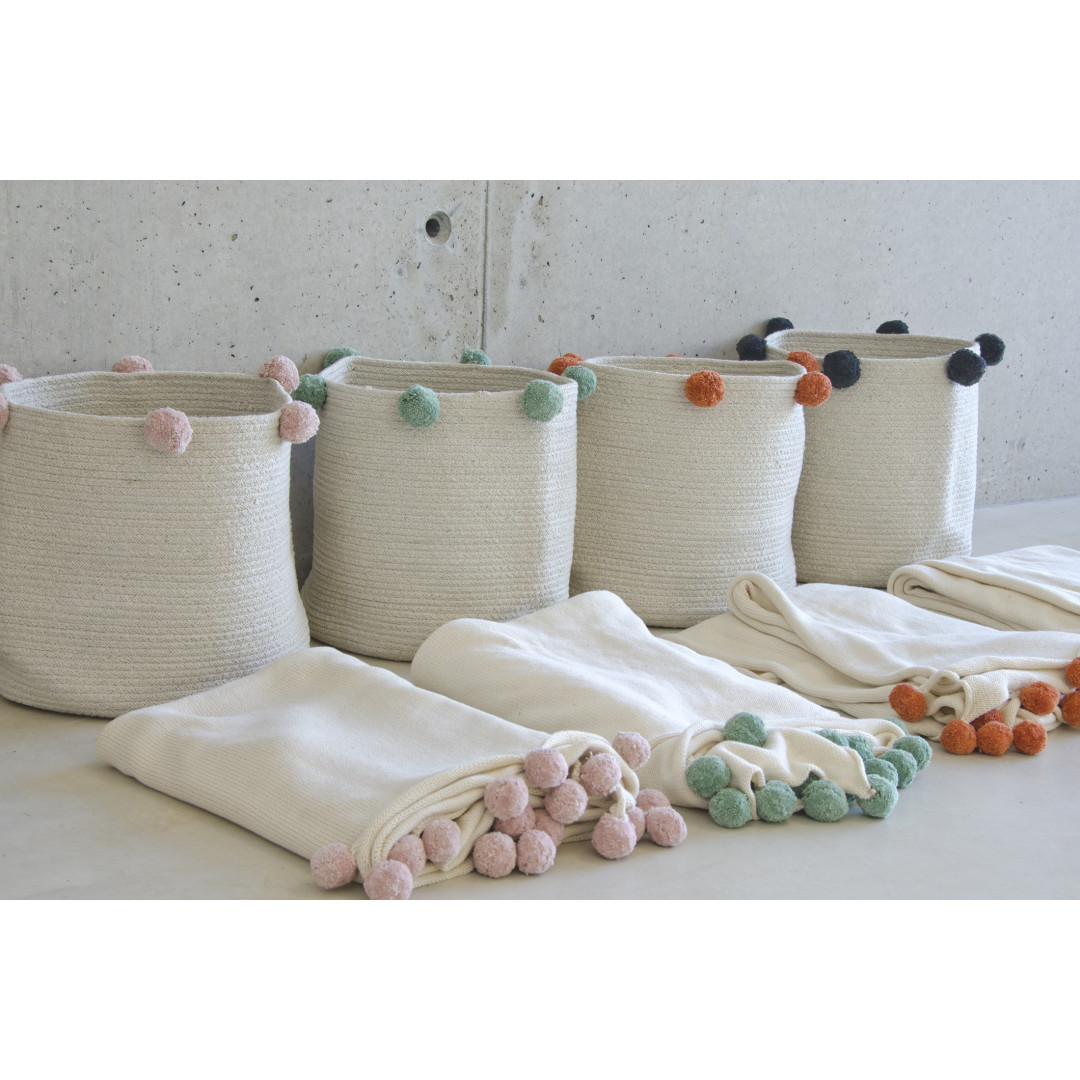 Kosz bawełniany z kulkami Natural Nude - - MySweetRoom