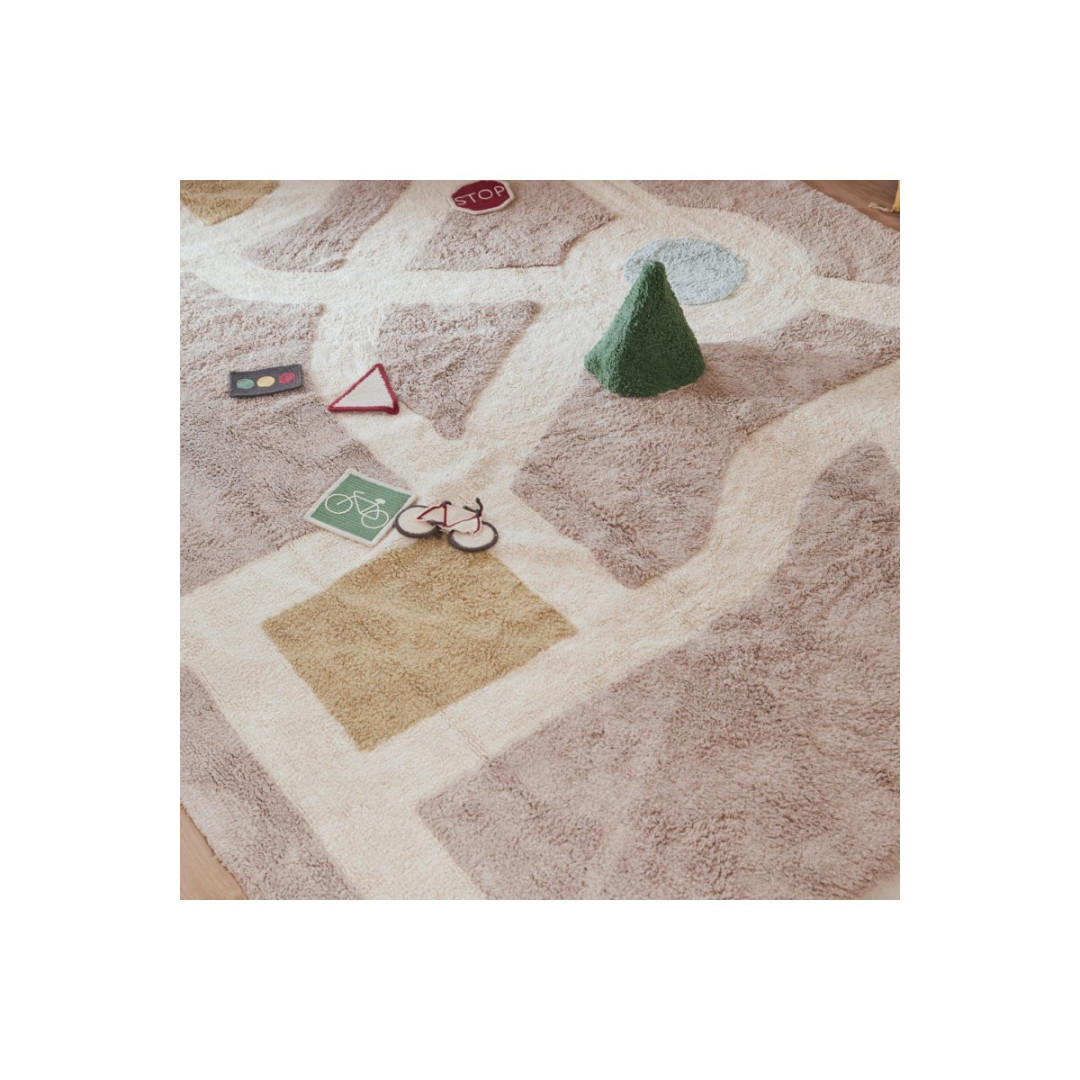 Dywan bawełniany do zabawy mapa miasta Eco-City, 200x300 cm, Maxi Rugs Lorena Canals
