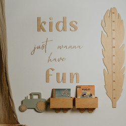 Drewniany napis do pokoju dziecięcego "KIDS just wanna have fun" - Drewniakowa