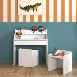 Bellamy Zestaw dziecięcy Book Nook Snow– biurko Montessori z dwoma krzesełkami