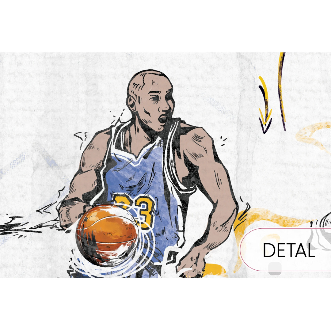 MALUMI TAPETA DO POKOJU DZIECIĘCEGO - BASKETBALL - blue - młodzieżowa tapeta z motywem piłki nożnej - MySweetRoom