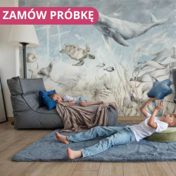 MALUMI TAPETA DO POKOJU DZIECIĘCEGO MARINE ADVENTURE - gray blue - tapeta do pokoju dziecięcego z morskimi zwierzętami