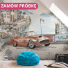 Tapeta do pokoju dziecięcego MONACO RACING - cloudy blue - tapeta z autami| PROJEKT POKOJU GRATIS