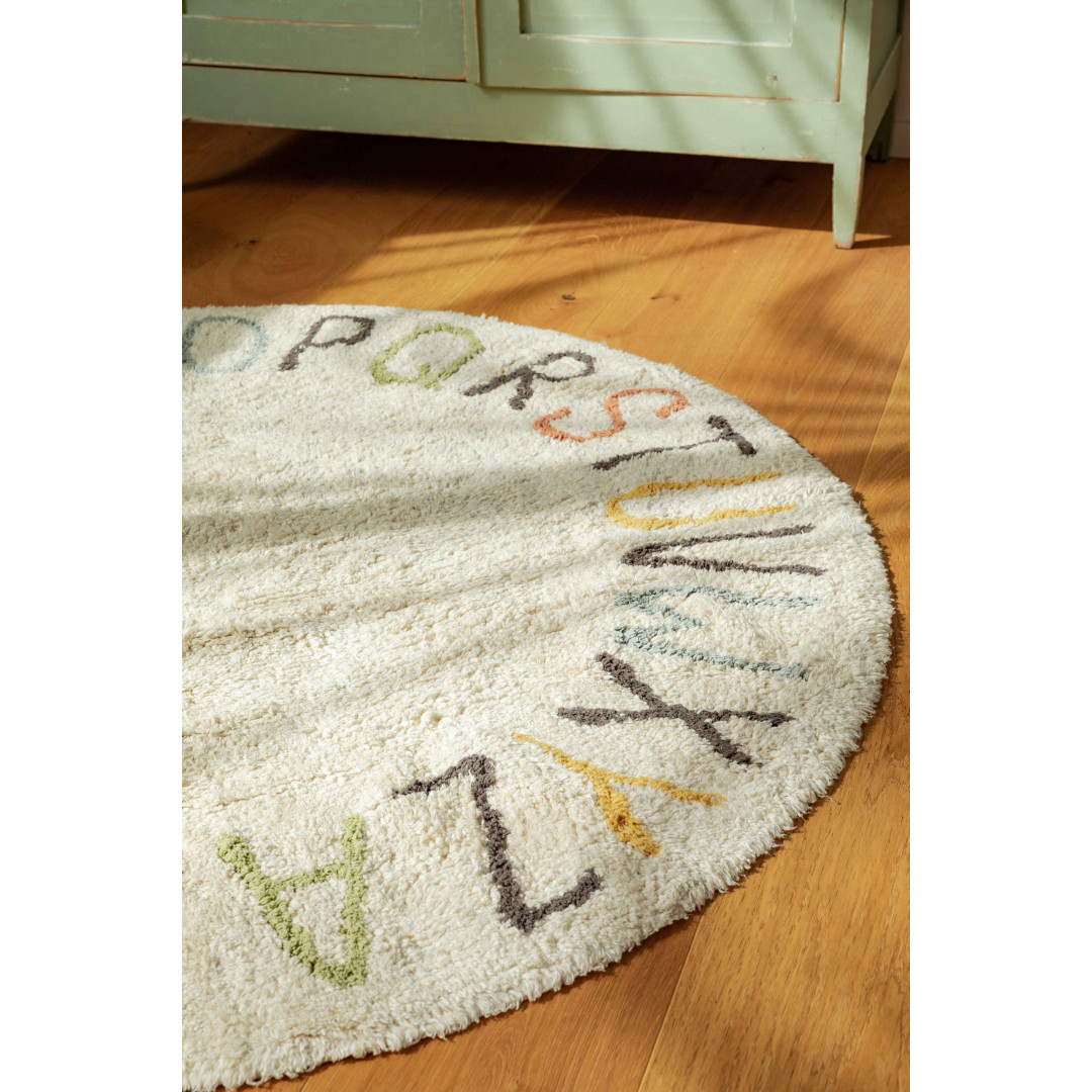 Dywan Bawełniany ABC Kolory i Litery, Ø120 cm, Lorena Canals