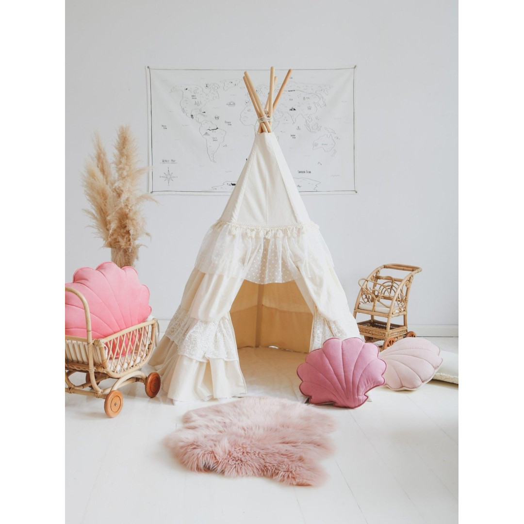 Namiot tipi z falbanami "Shabby chic"