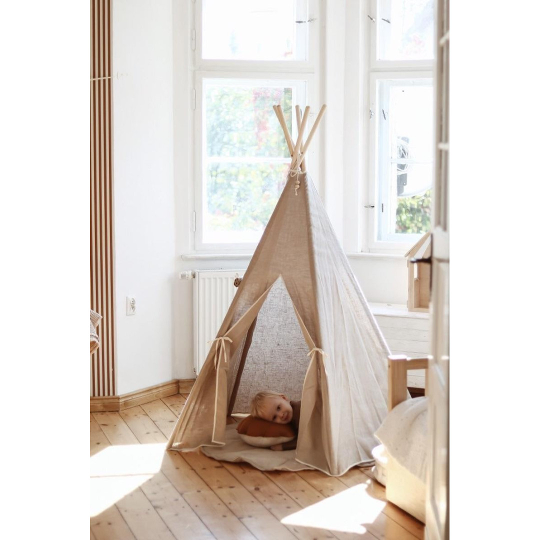 Lniany namiot tipi dla dzieci "Naturalny len"