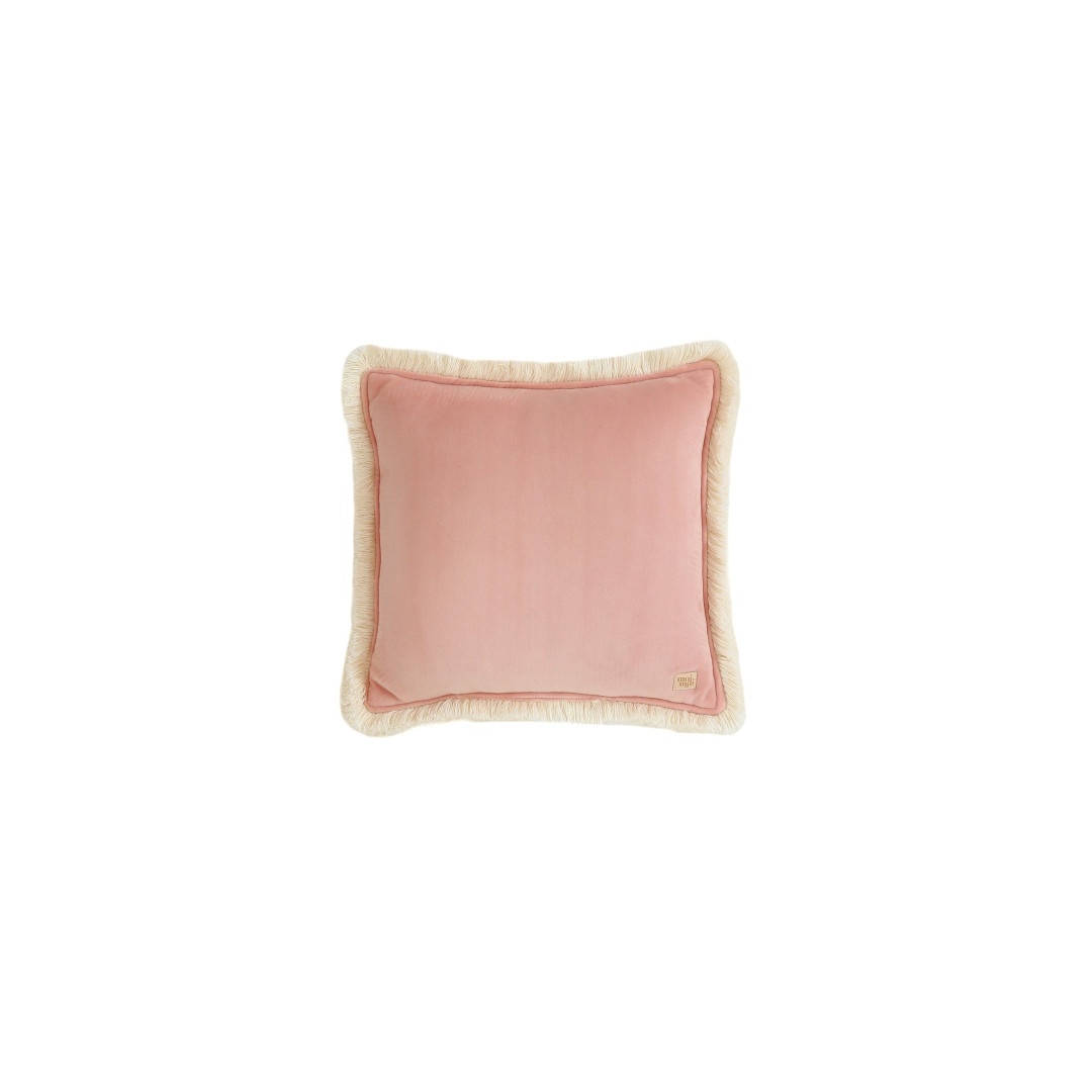 Poduszka dekoracyjna soft velvet z frędzlami "Peach fuzz"