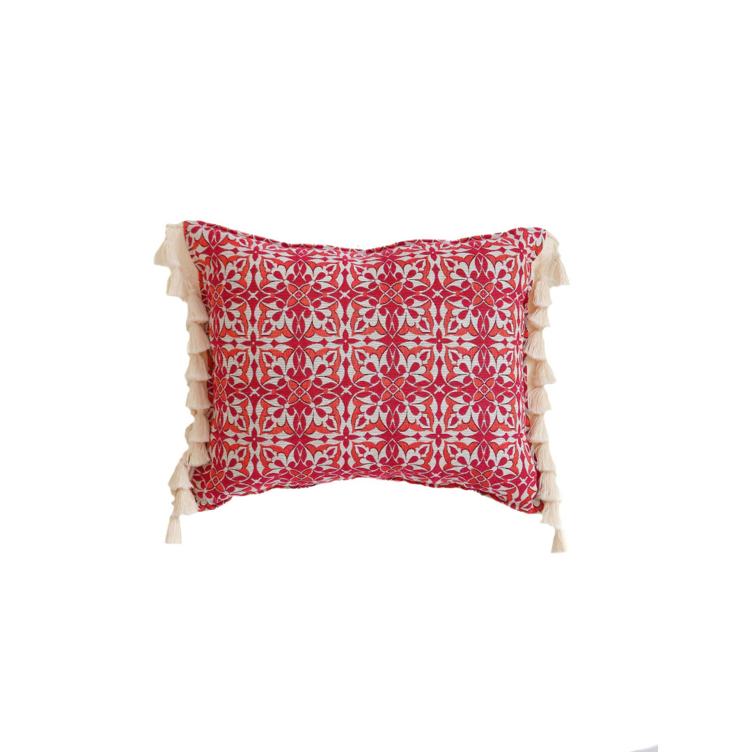 Poduszka z frędzlami "Dancing rosettes"