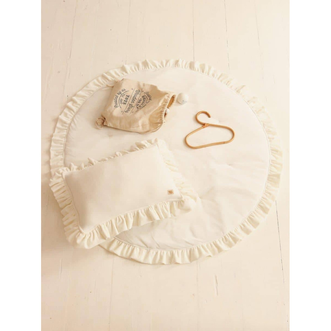 Poduszka dekoracyjna soft welwet z falbanką "Biel"
