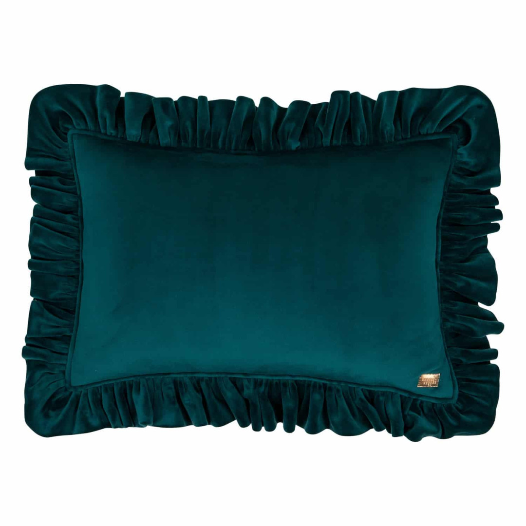 Poduszka dekoracyjna soft welwet z falbanką "Szmaragdowa"
