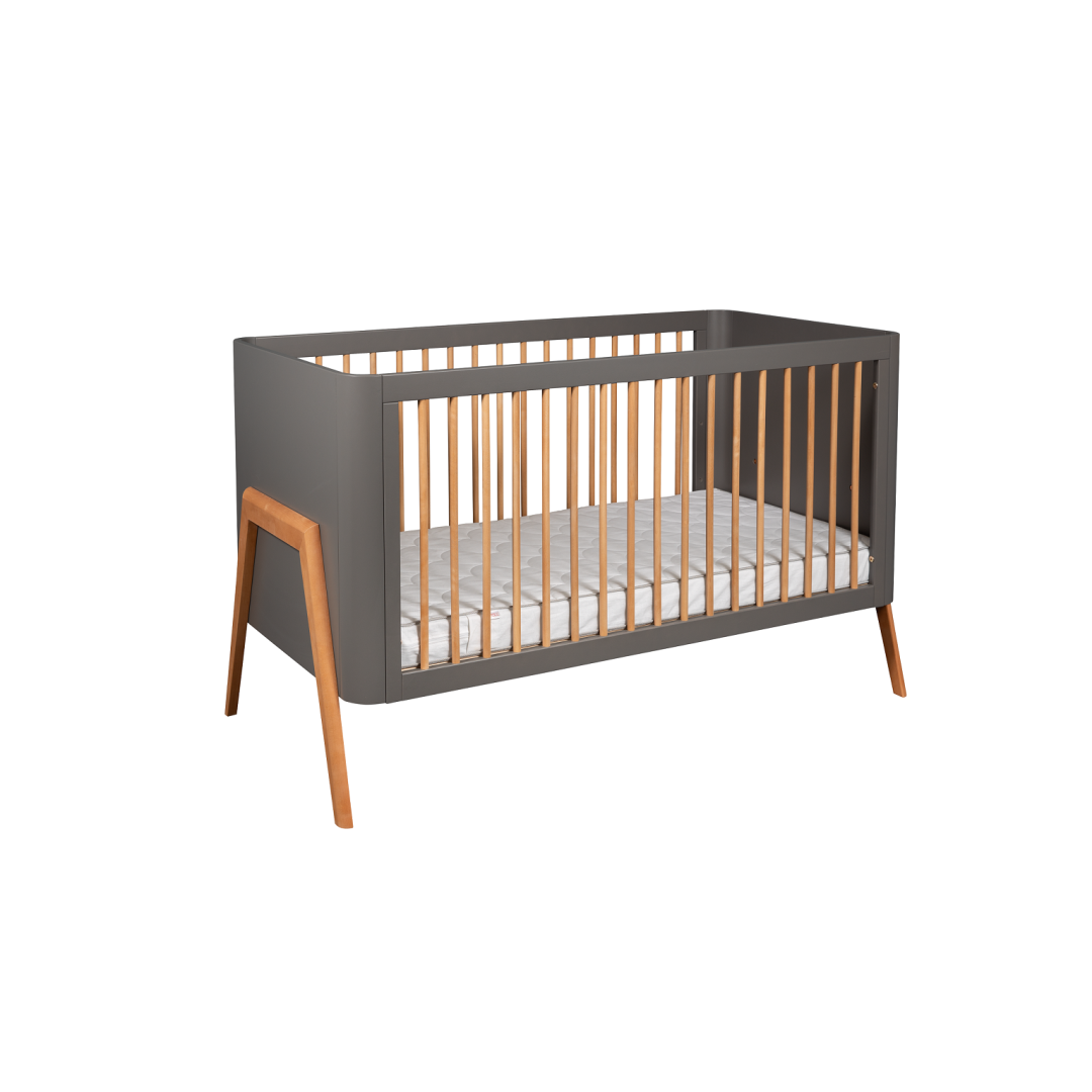 Łóżeczko TORSTEN 140x70 seal grey/teak - Troll