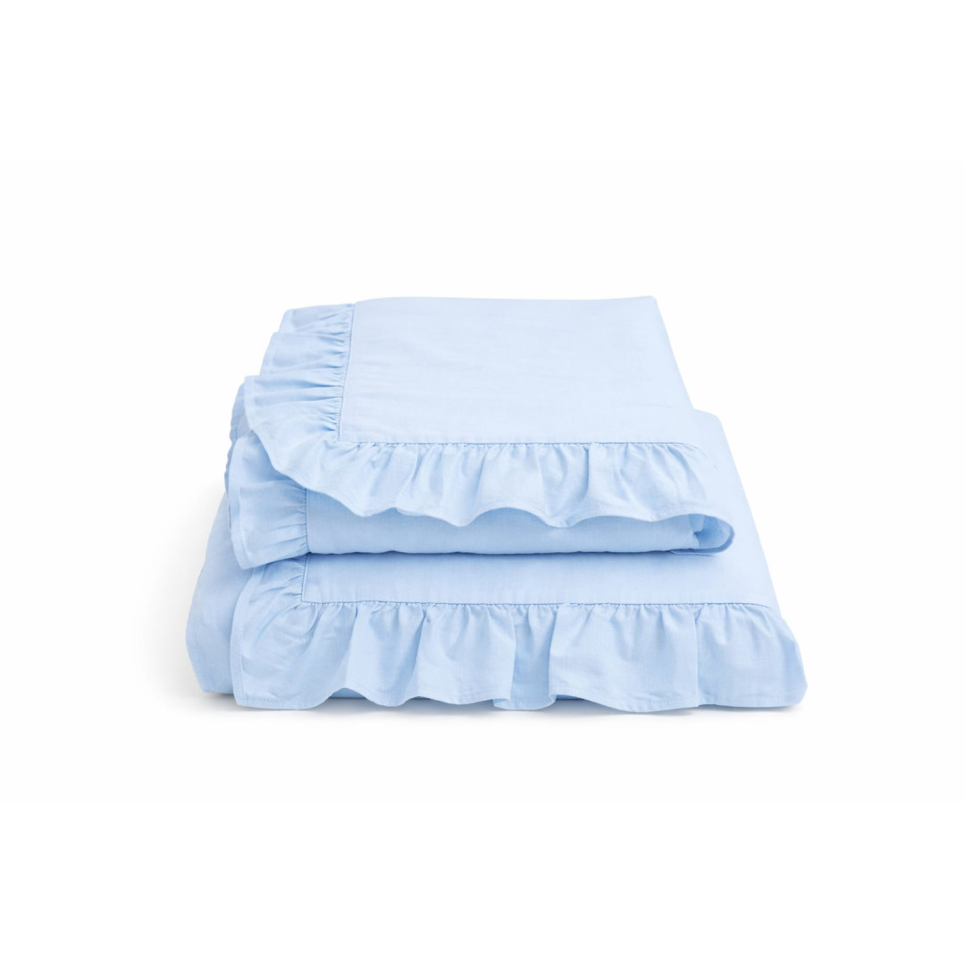 OUTLET - LA DOUCEUR pościel niebieska z falbanką  90x120 - MySweetRoom