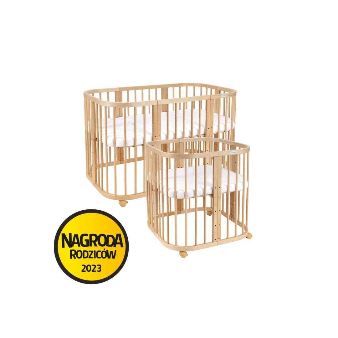 Drewniane Łóżeczko 7w1 z materacem - Naturalne