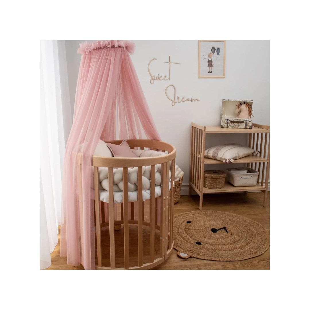 Tiulowy baldachim do łóżeczka Rose + stelaż