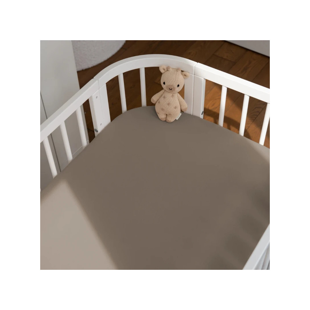 Prześcieradło bawełniane 93x65 Łóżeczko 5w1 Taupe
