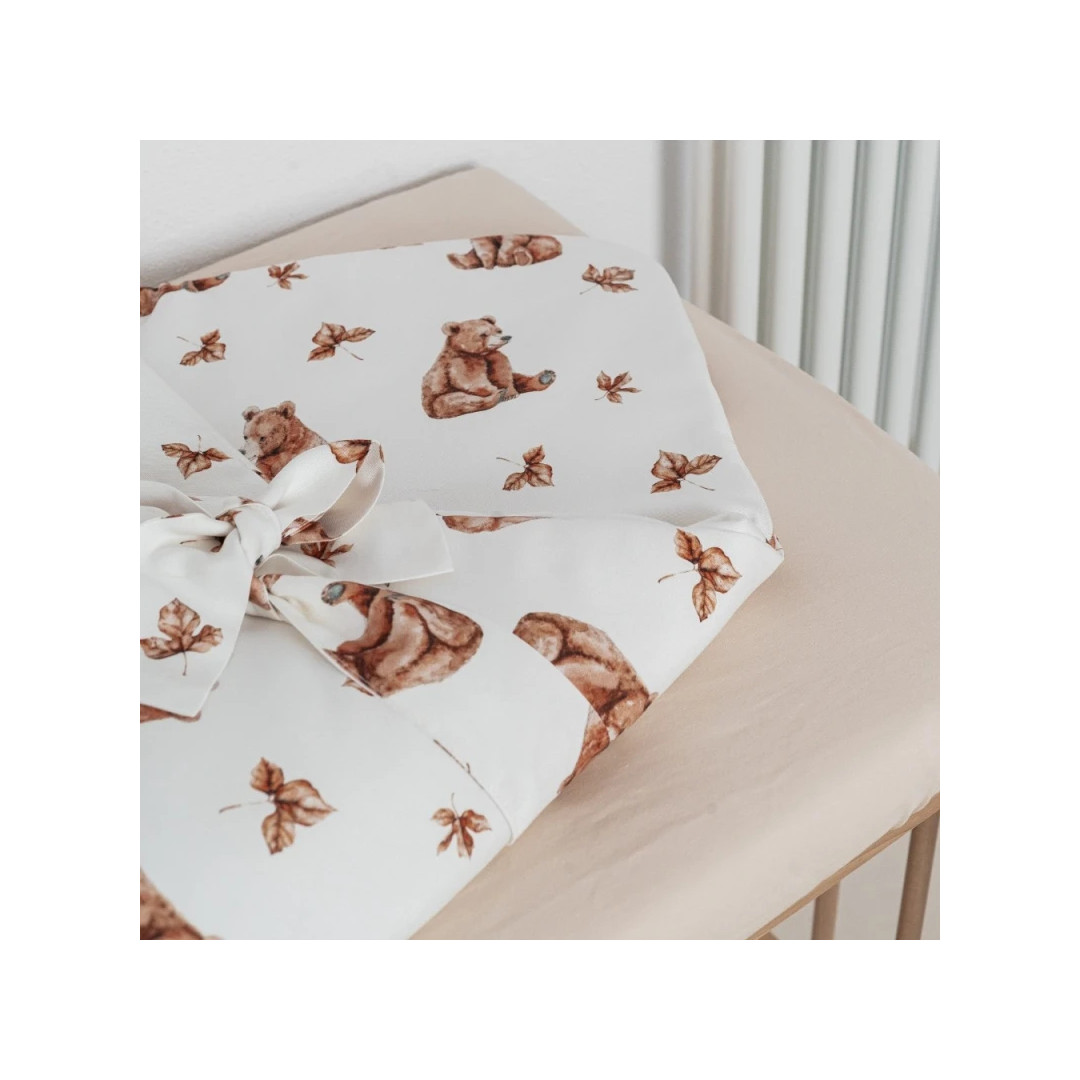 Bambusowa kołdra niemowlęca 75x75 + wstęga do rożka Niedźwiadki