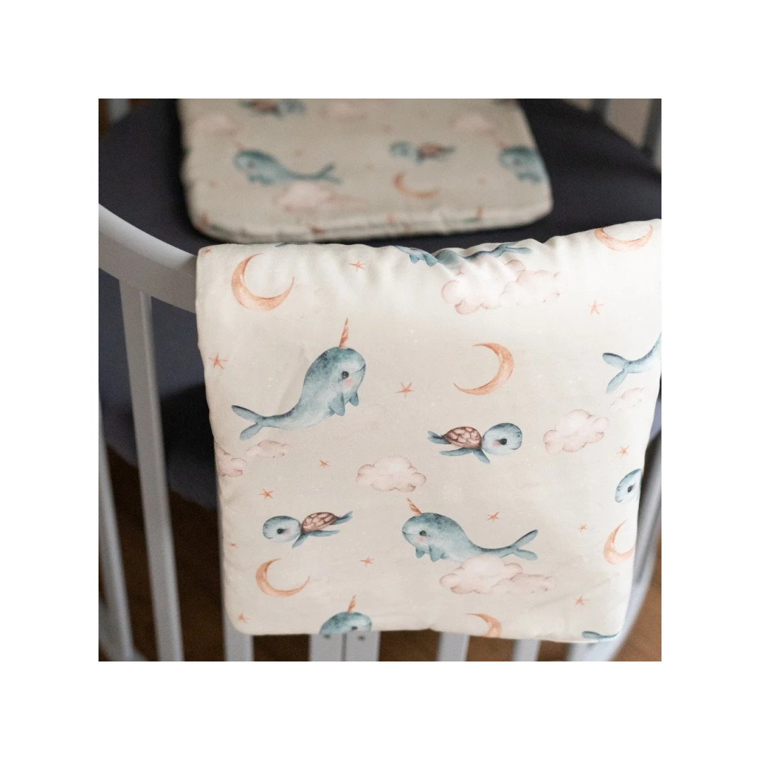 Bambusowa kołdra niemowlęca 75x75 + wstęga do rożka Wieloryb