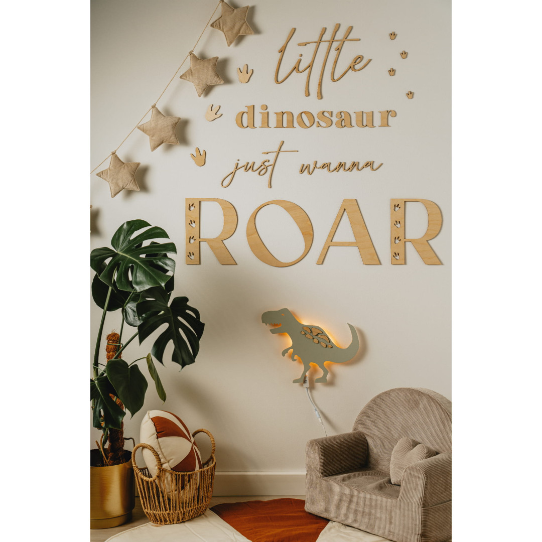 Drewniany napis do pokoju dziecięcego "Little dinosaur just wanna ROAR" - MY SWEET ROOM