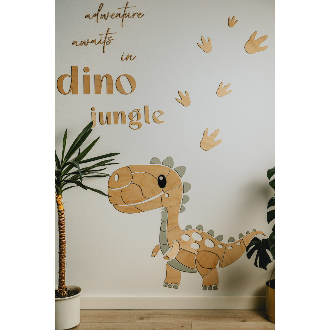 DINO JUNGLE drewniany napis na ścianę do pokoju dziecięcego